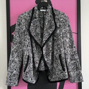 Vince Drape Front Boucle Blazer Jacket Open Front Woven Knit with Pocket Size 8
